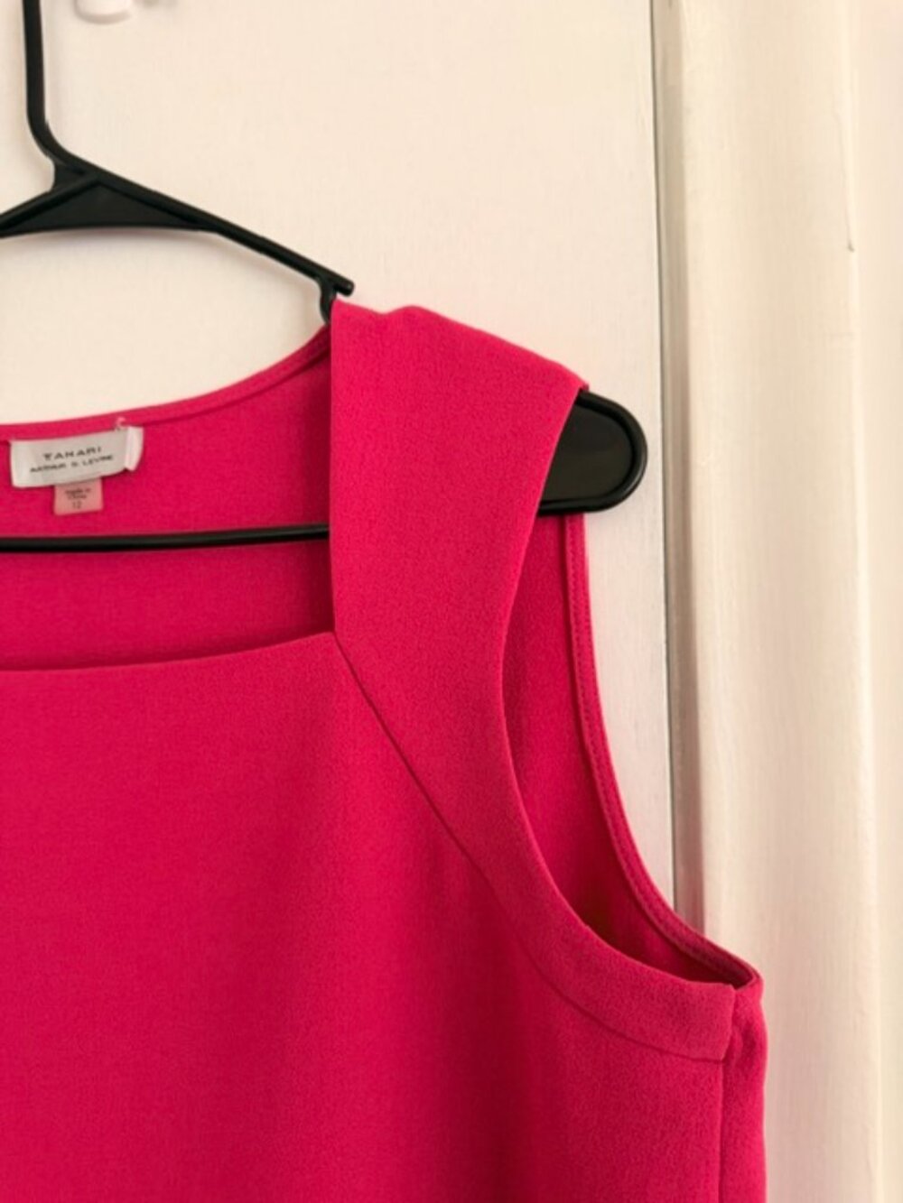 Tahari Hot Pink Cap Sleeve Blouse – Size 12 – Barbie Pink Career Top - Picture 2 of 7
